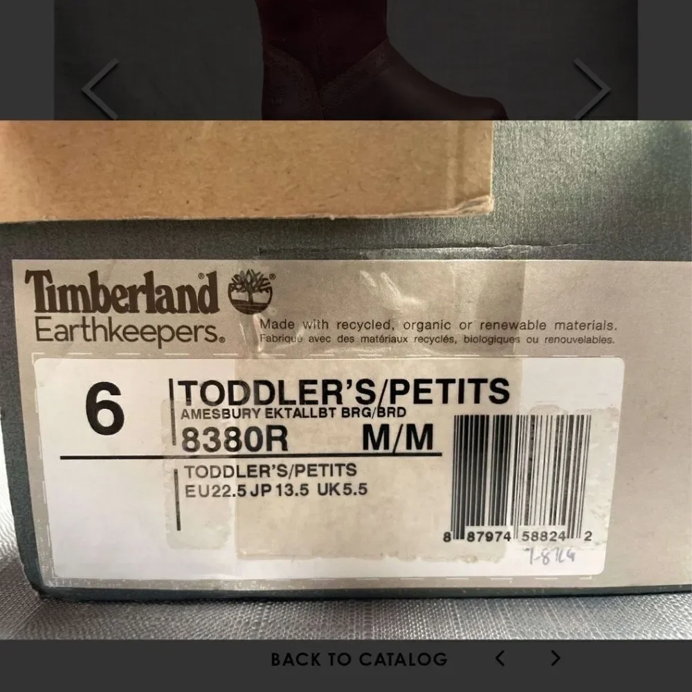 Timberland Toddler 6 Burgundy Boots New